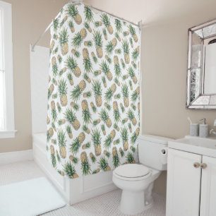 Watercolor Pineapple Pattern Shower Curtain