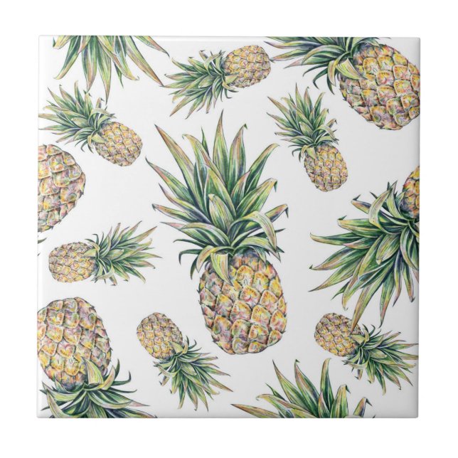 Watercolor Pineapple Pattern Tile (Front)