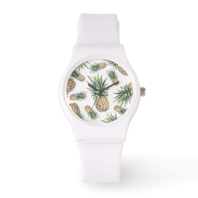 Watercolor Pineapple Pattern Watch (Front)