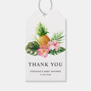 Watercolor Pineapple Summer Baby Shower Thank You Gift Tags