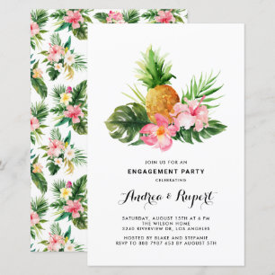 Watercolor Pineapple Tropical Engagement Party