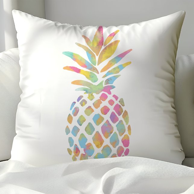 Watercolor Pineapple Tropical Rainbow Cushion (Creator Uploaded)
