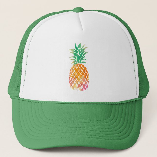 watercolor pineapple trucker hat (Front)