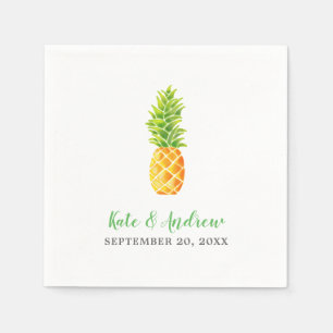 Watercolor Pineapple Wedding Napkin