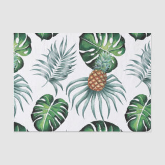 Watercolor Pineapple With Green Leaves Pattern Tissue Paper
