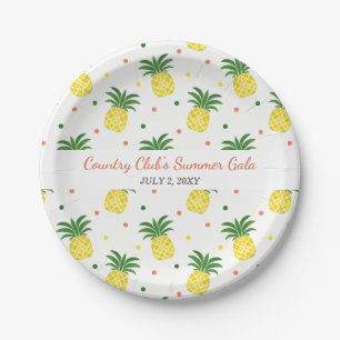 watercolor pineapples pattern paper plate