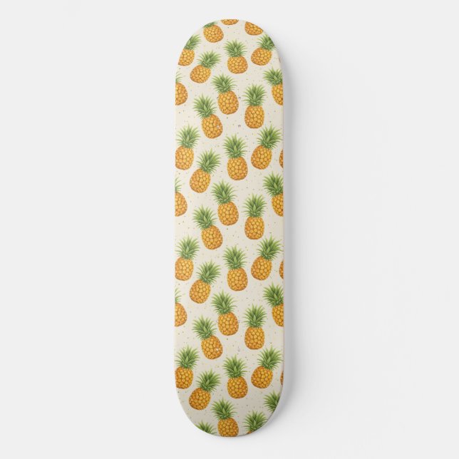 Watercolor Pineapples Skateboard (Front)