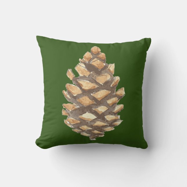 Watercolor Pinecone Cushion (Front)