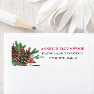 Watercolor Pinecones Holly Leaves Holiday