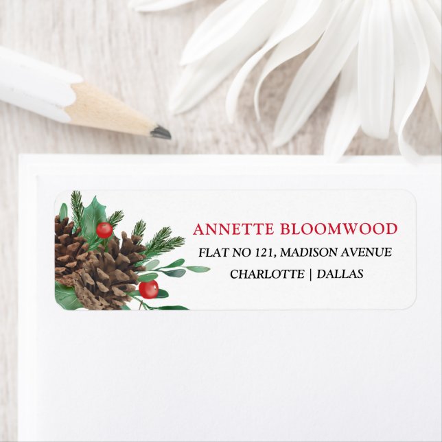 Watercolor Pinecones Holly Leaves Holiday (Insitu)