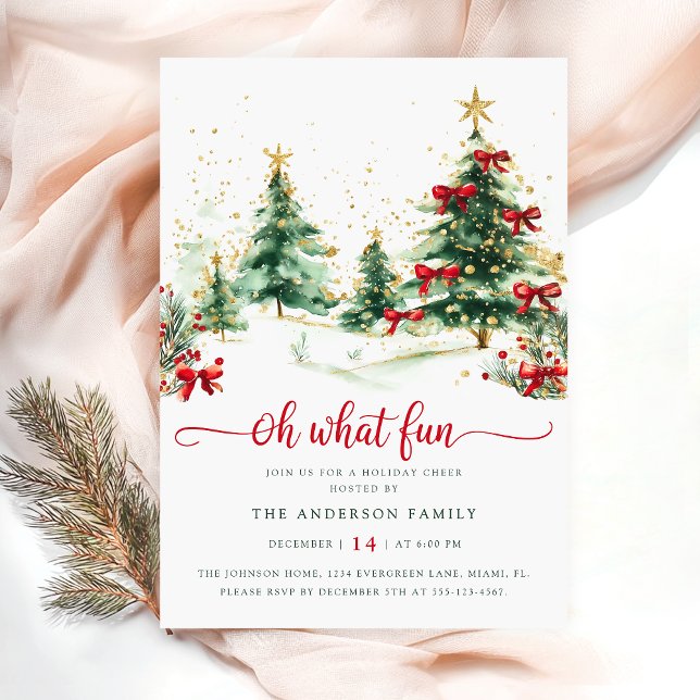 Watercolor Pines Christmas Party Invitation (Creator Uploaded)