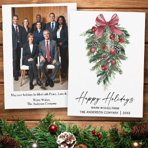 Watercolor Pines Company Photo Back Holiday Card
