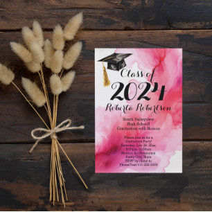 Watercolor Pink 2019 Graduation Party Invitation