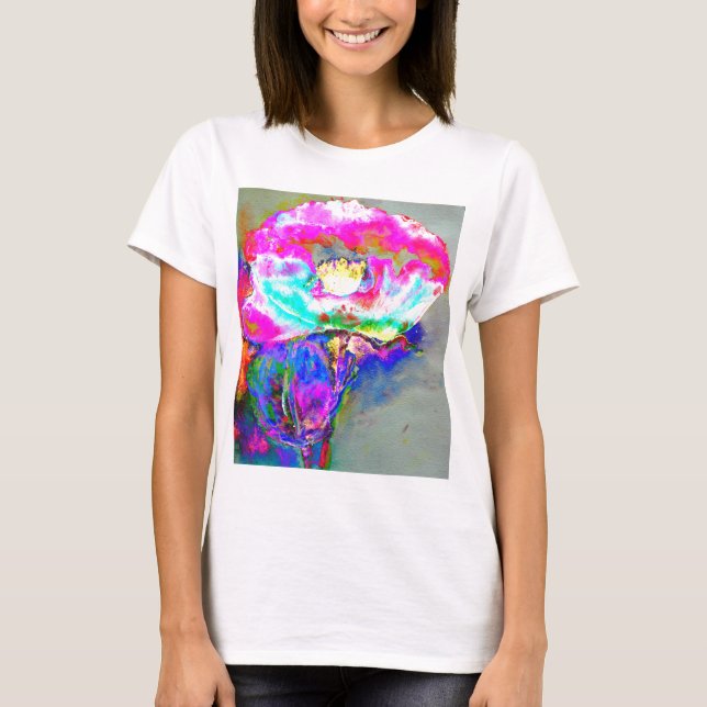 Watercolor pink abstract floral painting T-Shirt (Front)