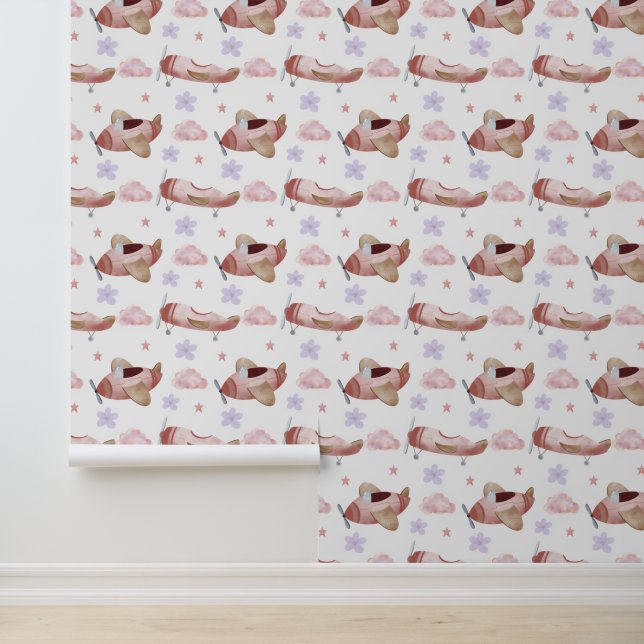 Watercolor Pink Airplane Wallpaper (Application)