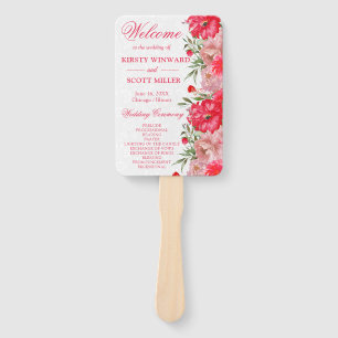 Watercolor Pink and and Blush Flowers Wedding Hand Fan