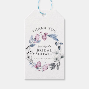 Watercolor Pink and Blue Flowers Bridal Shower Gift Tags