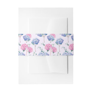 Watercolor Pink and Blue Hydrangeas Floral Pattern Invitation Belly Band
