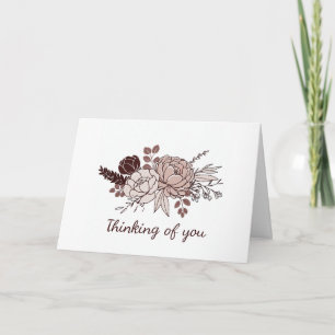 watercolor pink and burgundy Floral Sympathy Card