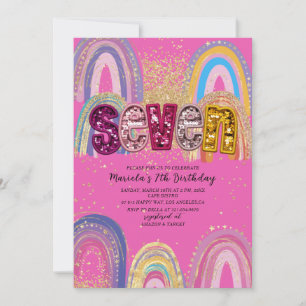 Watercolor pink and gold stars BirthdaInvitation Invitation