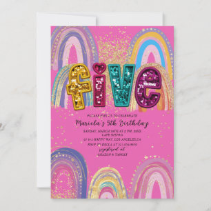 Watercolor pink and gold stars BirthdaInvitation Invitation