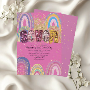  Watercolor pink and gold stars  BirthdaInvitation Invitation