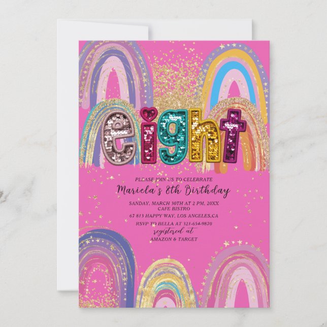  Watercolor pink and gold stars  BirthdaInvitation Invitation (Front)