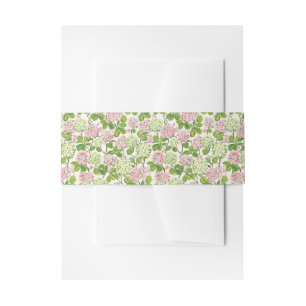 Watercolor Pink and Green Hydrangeas Belly Band Invitation Belly Band