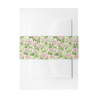 Watercolor Pink and Green Hydrangeas Belly Band Invitation Belly Band
