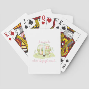 Watercolor Pink and Green Vintage Glamper Camper Playing Cards