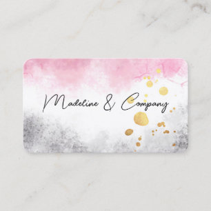watercolor pink and grey minmalist artistic busine business card