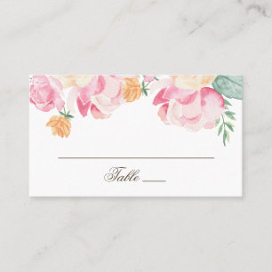Watercolor pink and peach garden floral wedding place card