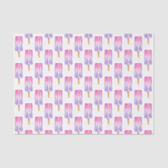 Watercolor Pink and Purple Popsicle Tissue Paper (Front)
