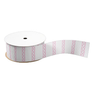 Watercolor Pink and White Bamboo Stripes Grosgrain Ribbon