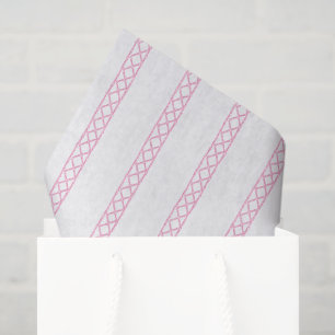 Watercolor Pink and White Bamboo Stripes Tissue Paper