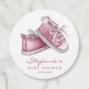 Watercolor Pink Baby Booties Baby Shower Favour Tags