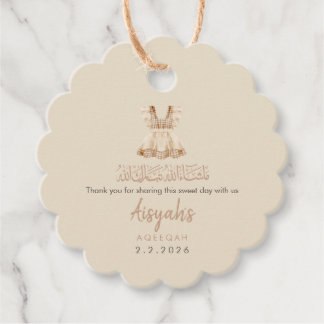 Watercolor Pink Baby Clothes Aqeeqah Round Favor  Favour Tags