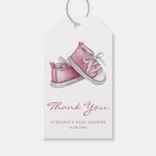 Watercolor Pink Baby Shoes Baby Shower Thank You Gift Tags