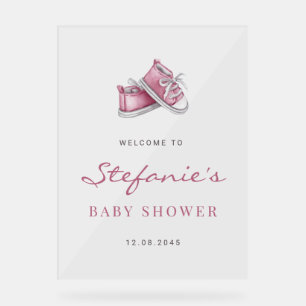 Watercolor Pink Baby Shoes It's a Girl Baby Shower Acrylic Sign