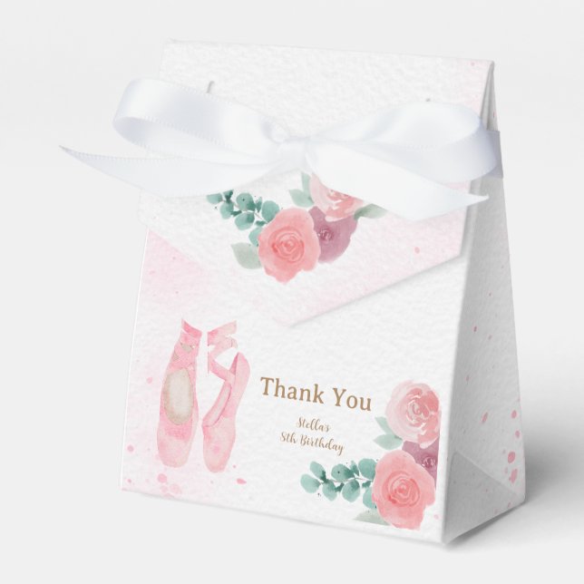 Watercolor Pink Ballerina Shoes Favour Box (Front Side)