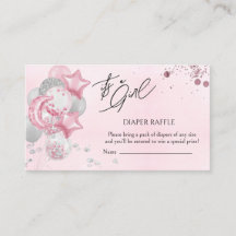 Watercolor Pink Balloons Its A Girl Diaper Raffle