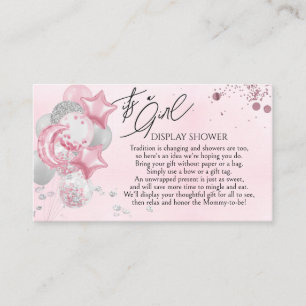 Watercolor Pink Balloons Its A Girl Display Shower Enclosure Card