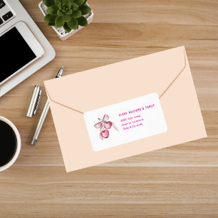 Watercolor Pink berries girly custom name Business Label