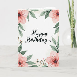 Watercolor Pink Birthday Card