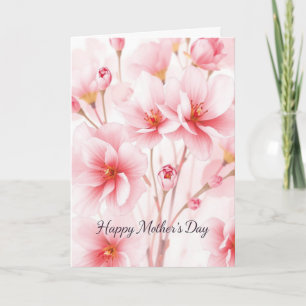 Watercolor Pink Blossom Mothers Day Card