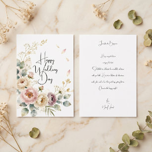 Watercolor Pink Blossoms Wedding Congratulation Card
