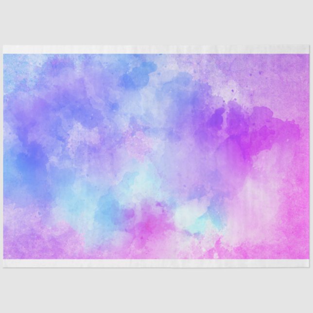 Watercolor Pink  Blue Decoupage Background Tissue Paper (Front)