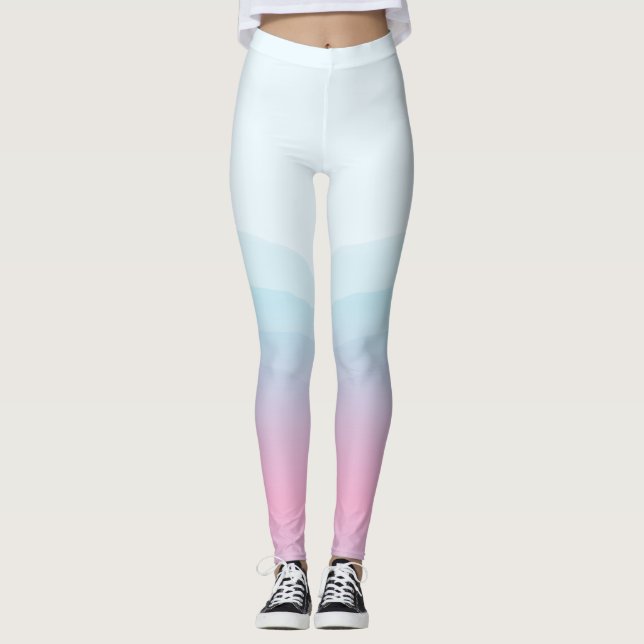 Watercolor Pink Blue Leggings (Front)