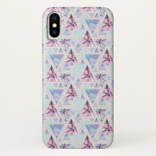 Watercolor Pink & Blue Palm Tree Pattern iPhone X Case
