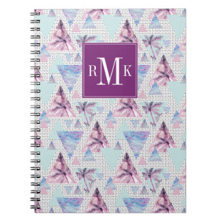 Watercolor Pink & Blue Palm Tree Pattern Notebook
